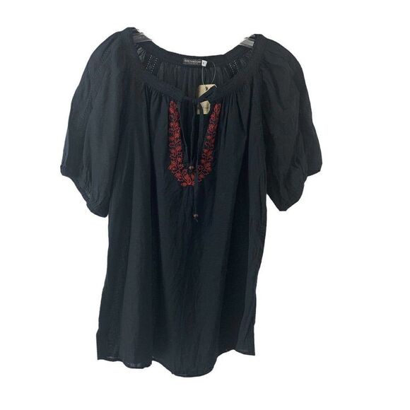 Earthbound Trading Company Black Embroidered Top S - Picture 1 of 7